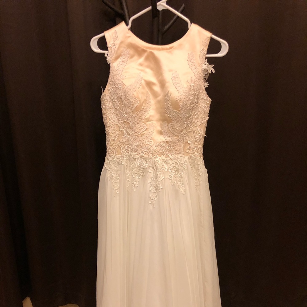Brand new dress, white and champagne